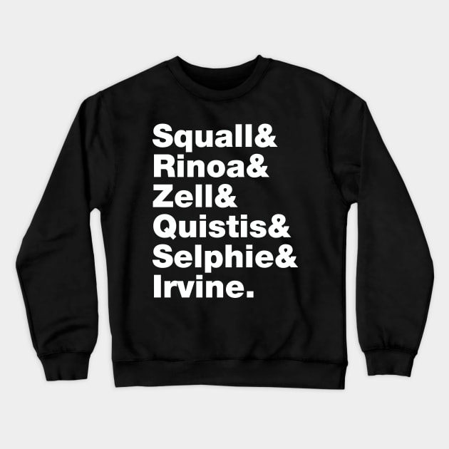 Final Fantasy 8 Characters (White Text) Crewneck Sweatshirt by inotyler